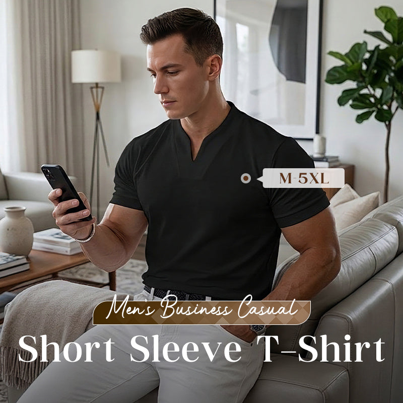Men Gentlemans Business Short Sleeve Fitness T-shirt