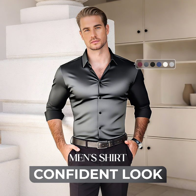 Men's Solid Color Lapel Long Sleeve Button-Down Shirts
