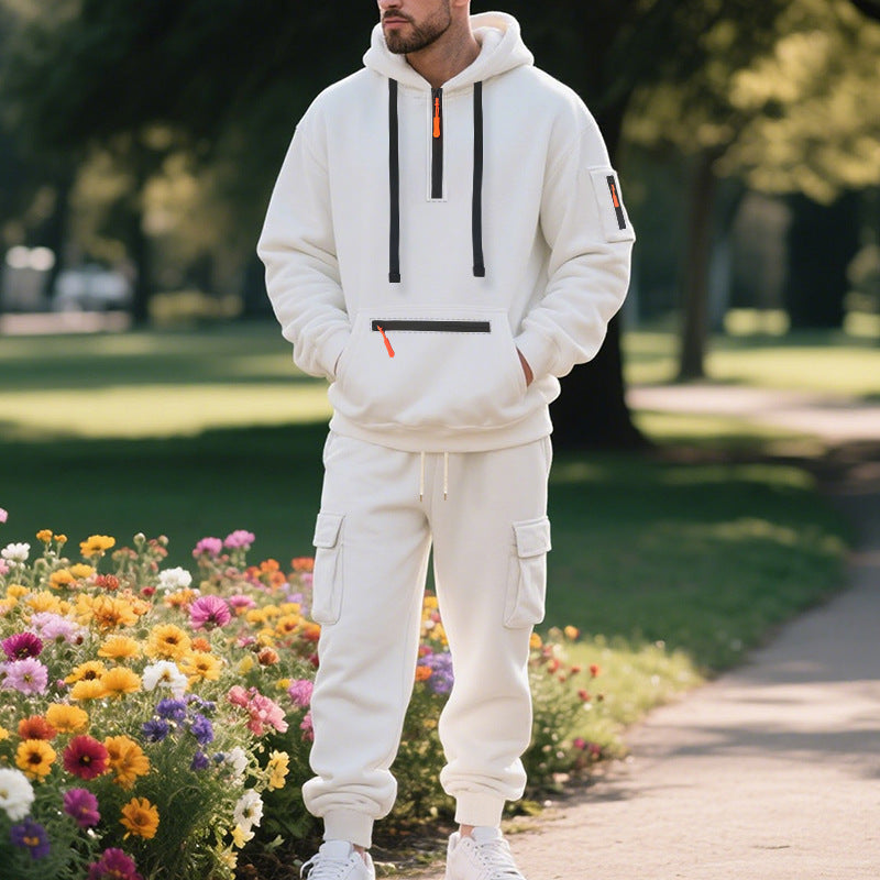 Men's Winter Fleece Lined Casual Set Long Sleeve Jacket & Pants