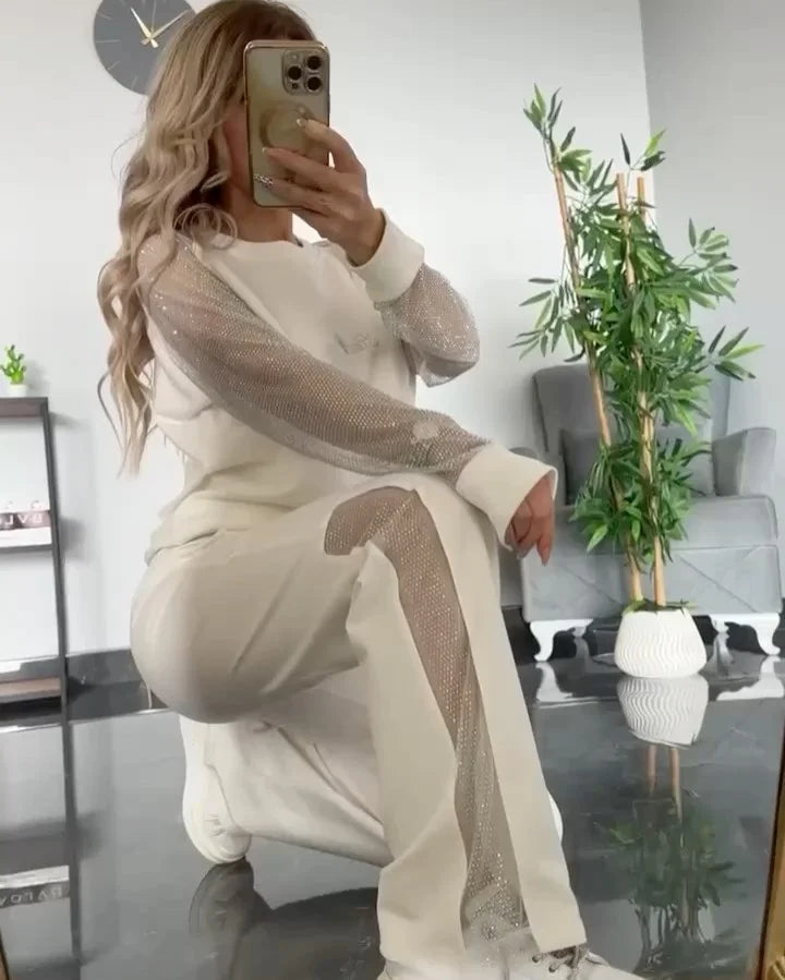 Fashionable solid color two-piece set