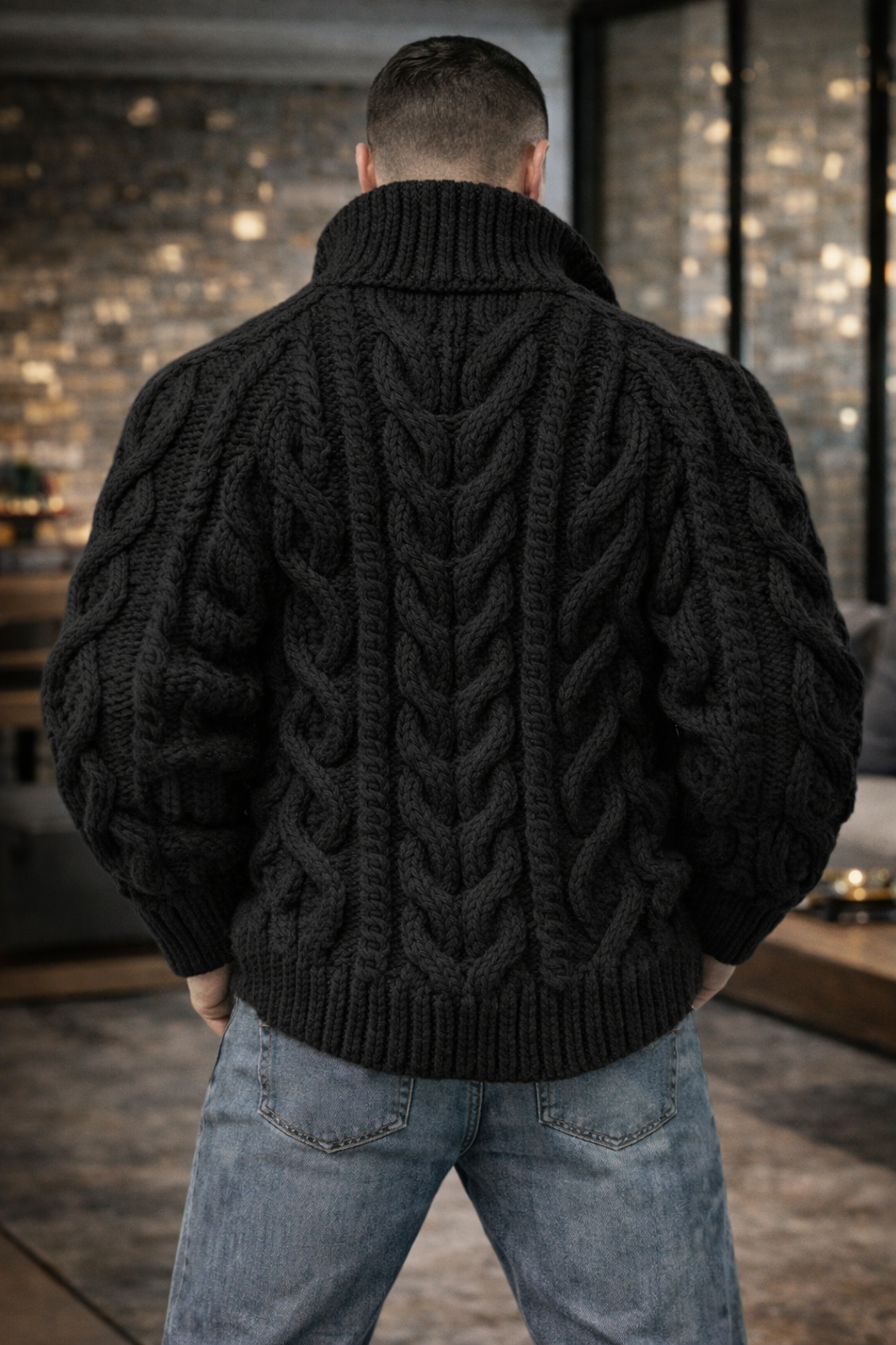 Men's Stand Collar Casual Knit Cardigan