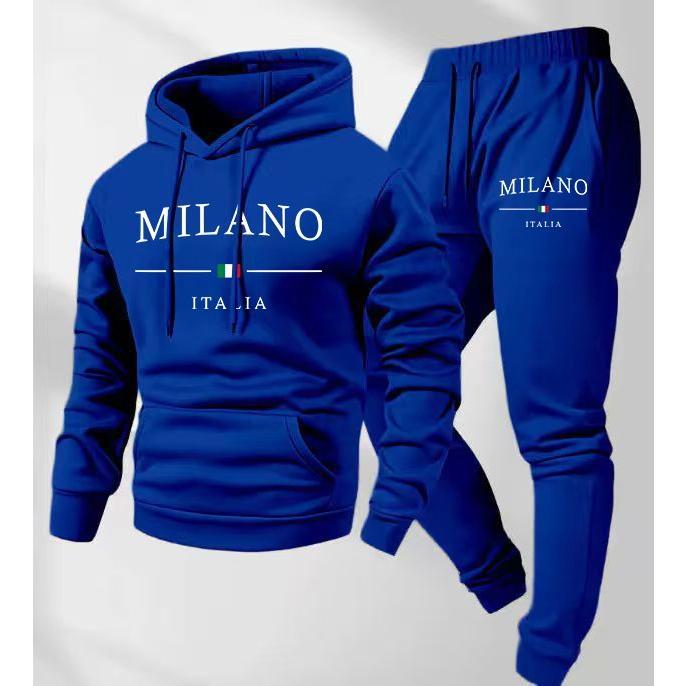 Men's Letter Printed Hoodie and Drawstring Sweatpants Set