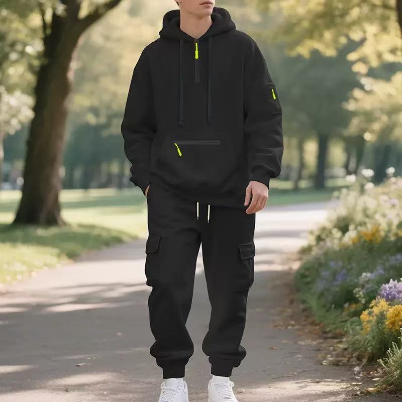 Men's Winter Fleece Lined Casual Set Long Sleeve Jacket & Pants