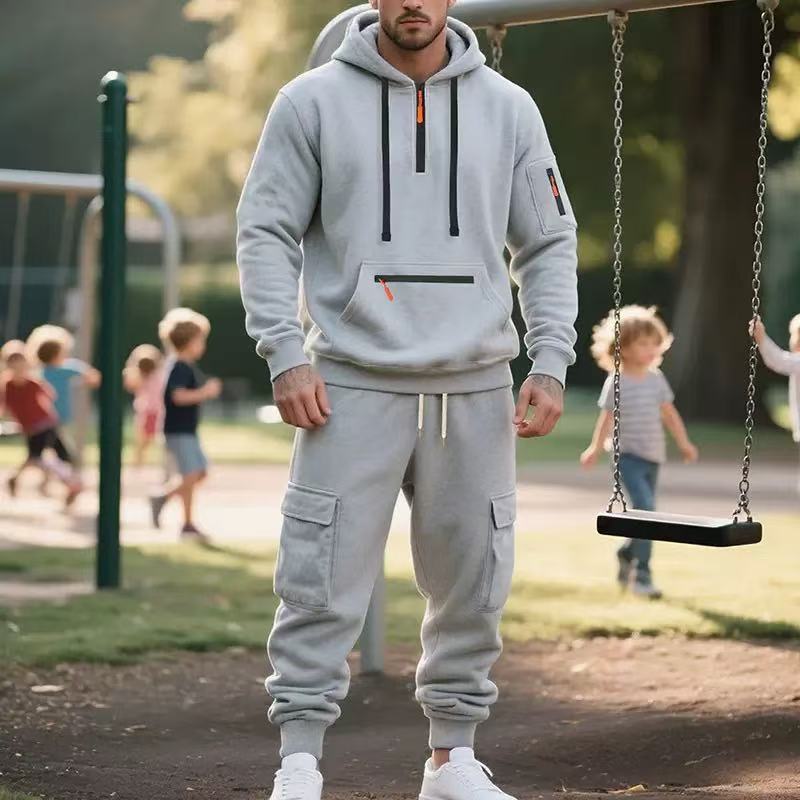 Men's Winter Fleece Lined Casual Set Long Sleeve Jacket & Pants