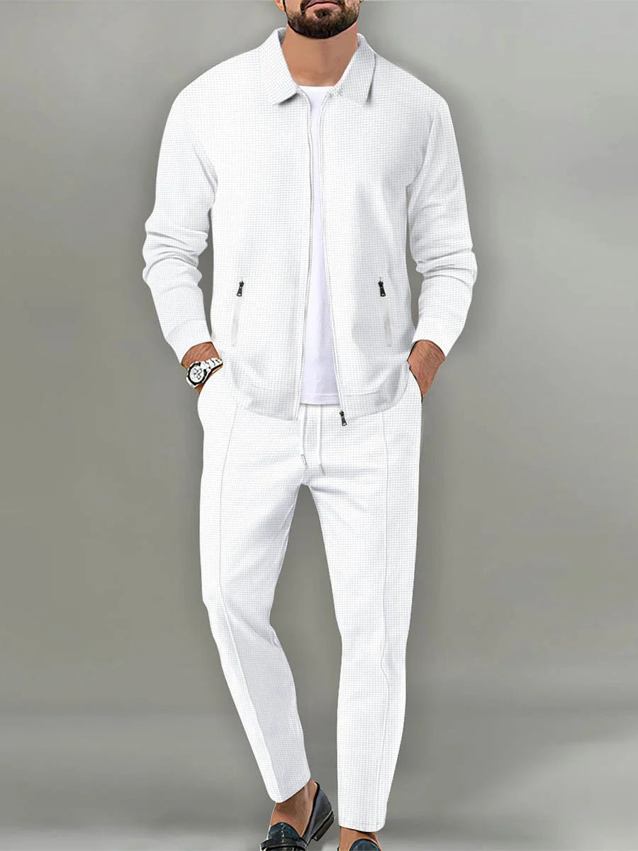 Men's Casual Cotton Linen Short Sleeve Pants Two-Piece Set