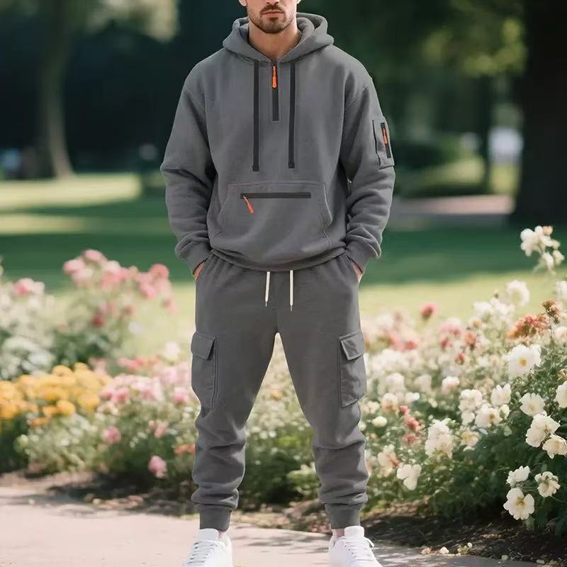 Men's Winter Fleece Lined Casual Set Long Sleeve Jacket & Pants
