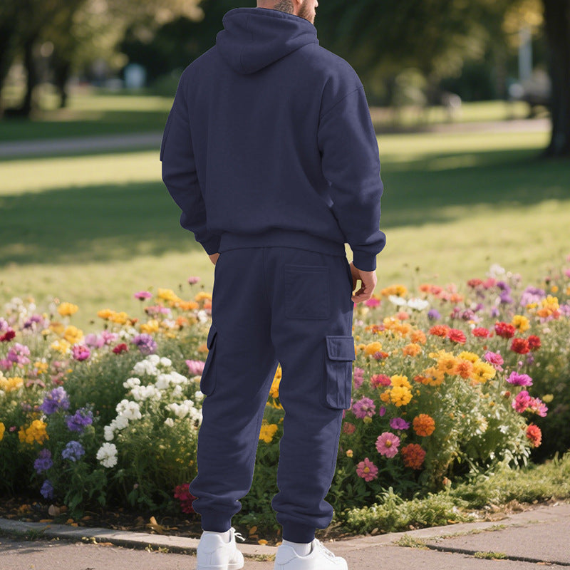 Men's Winter Fleece Lined Casual Set Long Sleeve Jacket & Pants