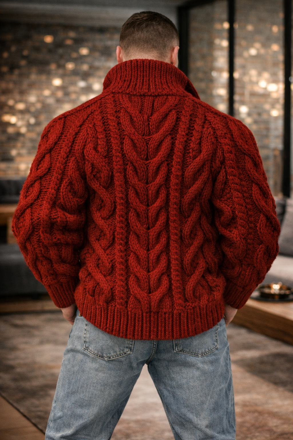 Men's Stand Collar Casual Knit Cardigan