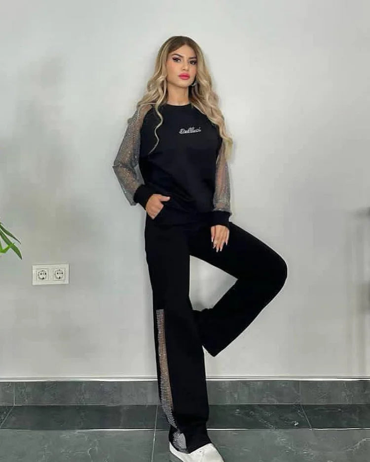 Fashionable solid color two-piece set