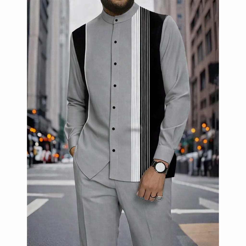 👔 Men's Striped Shirt & Pants 2-Piece Set✨ Effortless Style✨