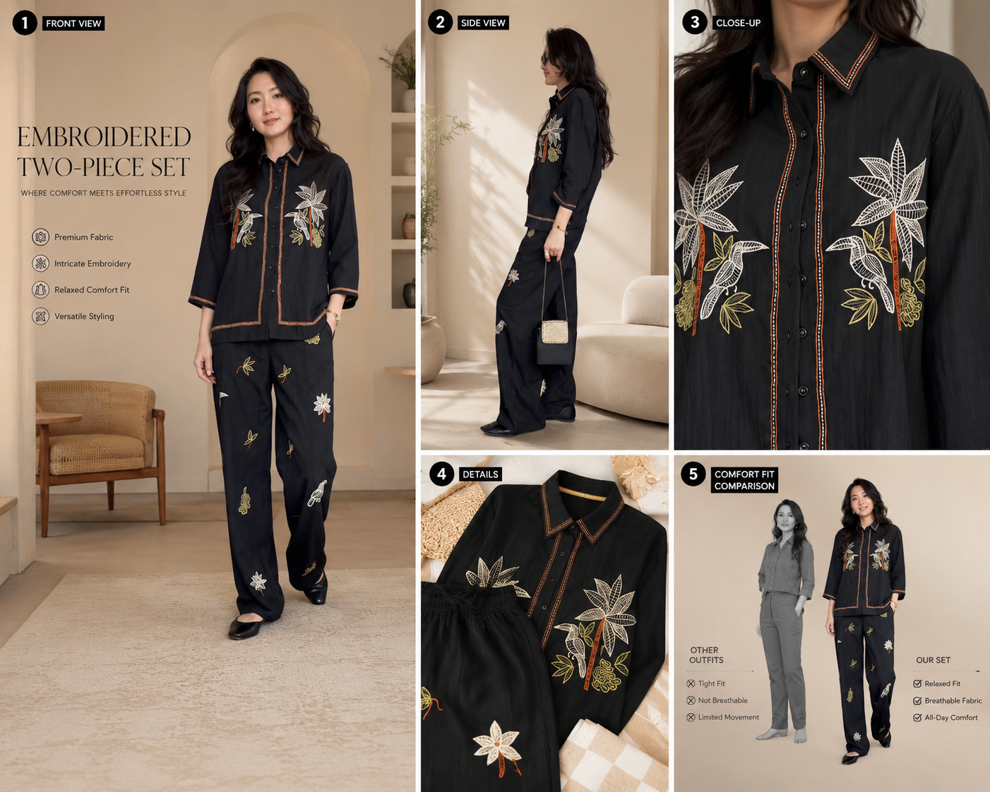 Embroidered Two-Piece Set