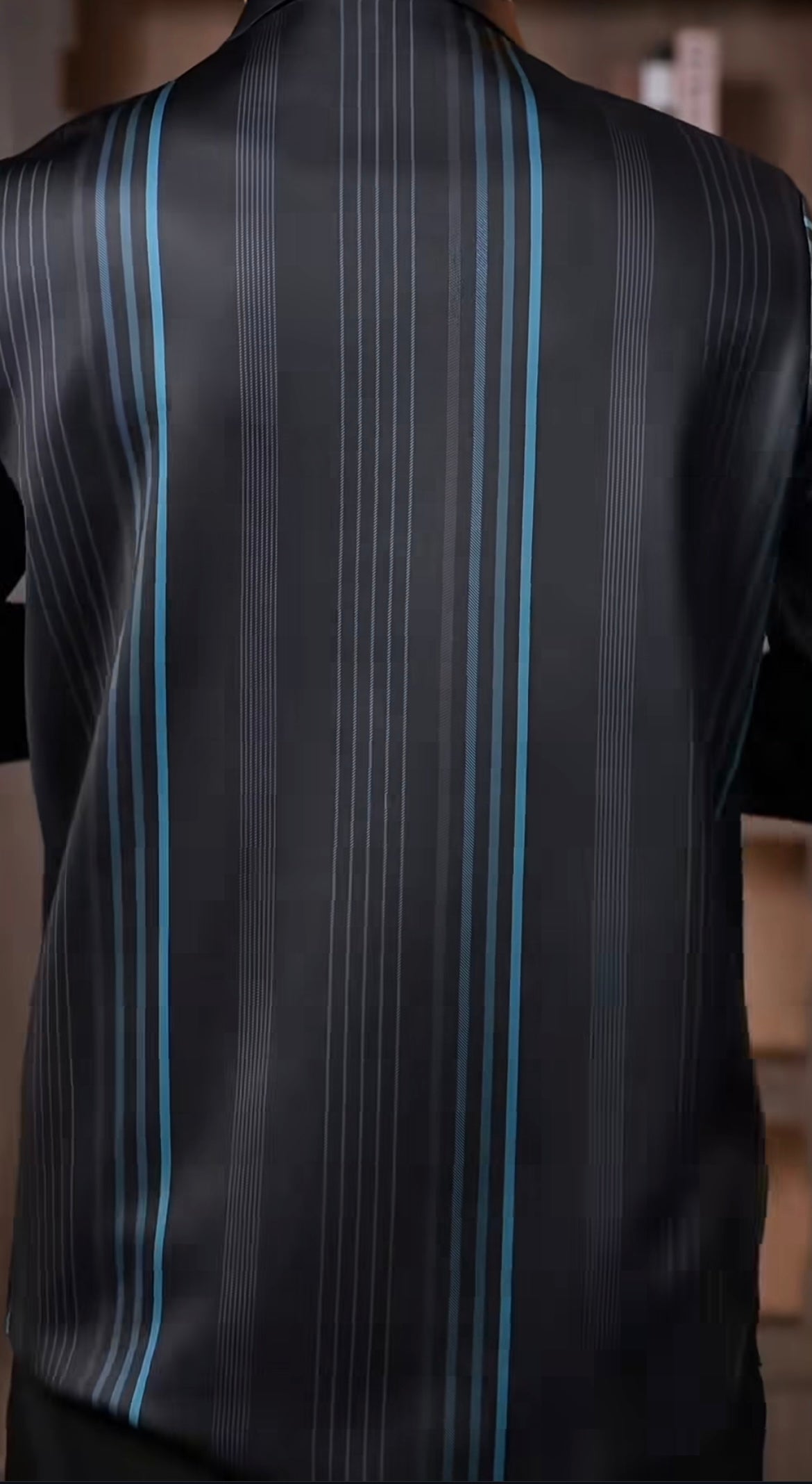 Men's Black & Blue Striped Formal Shirt – Premium Slim Fit