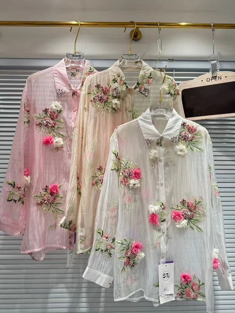 Women's Chiffon Flower Shirt