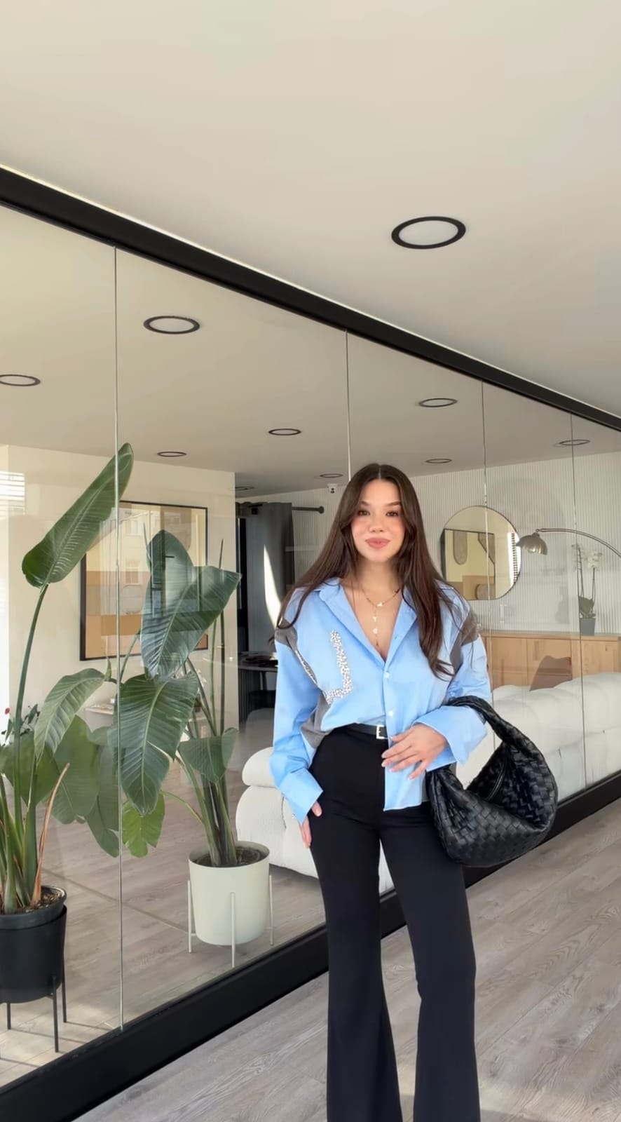 Crystal U-Detail Oversized Shirt