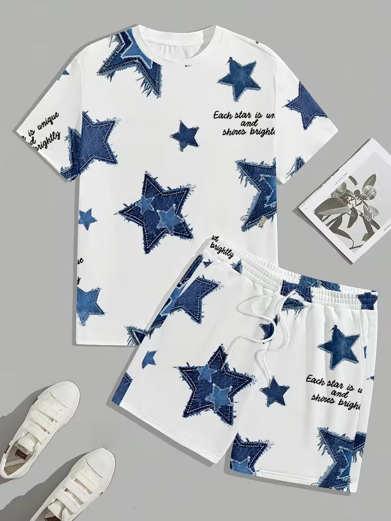 Men's Casual Sport Set Short-Sleeve T-Shirt Shorts