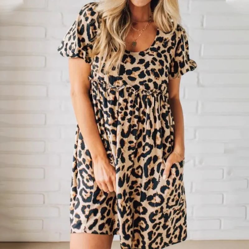 ⏰Women's Casual Leopard Print Mini Dress