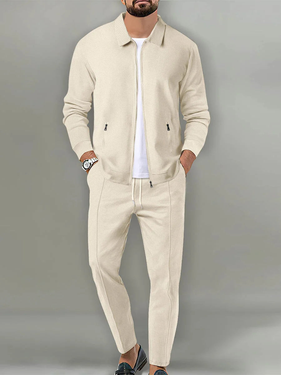 Men's Casual Cotton Linen Short Sleeve Pants Two-Piece Set