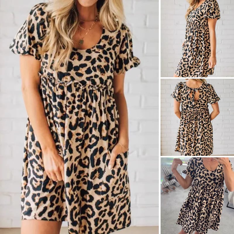 ⏰Women's Casual Leopard Print Mini Dress