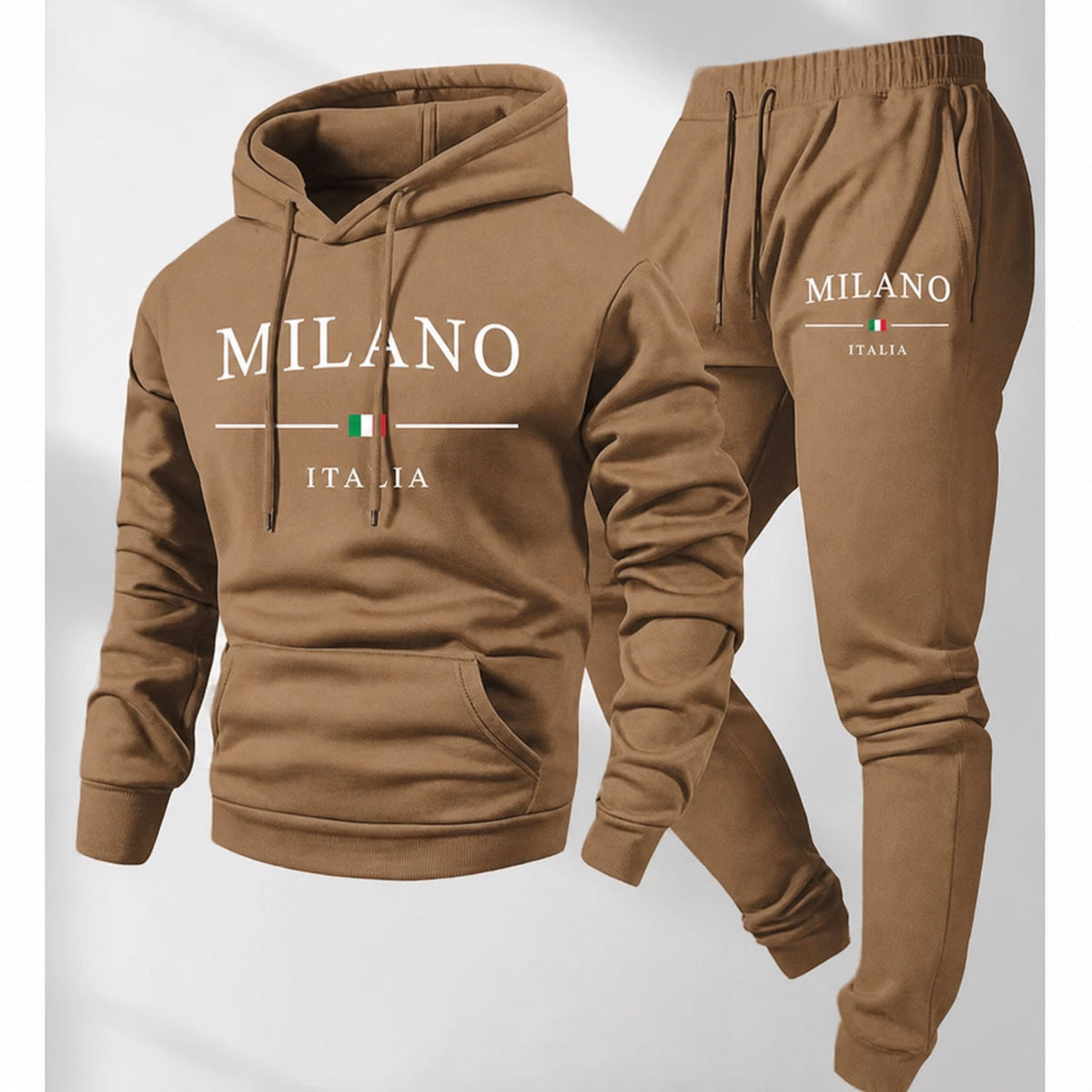 Men's Letter Printed Hoodie and Drawstring Sweatpants Set