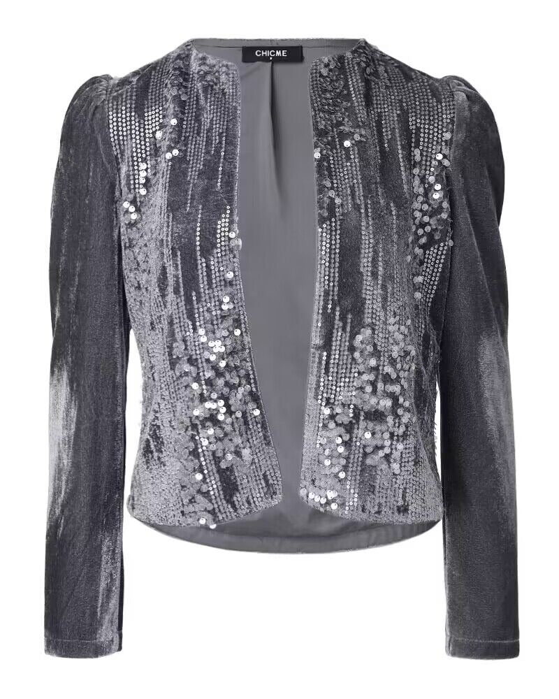 Women's Sparkling Sequin Open-Front Party Jacket