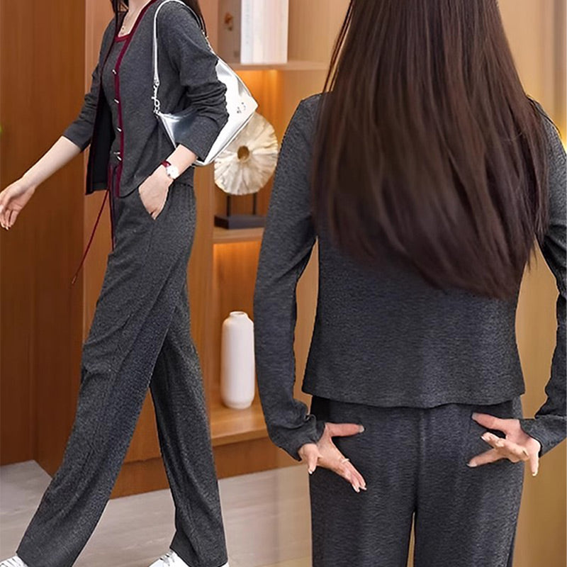 Women's Jacket Camisole & Wide Leg Pants 3 piece Set