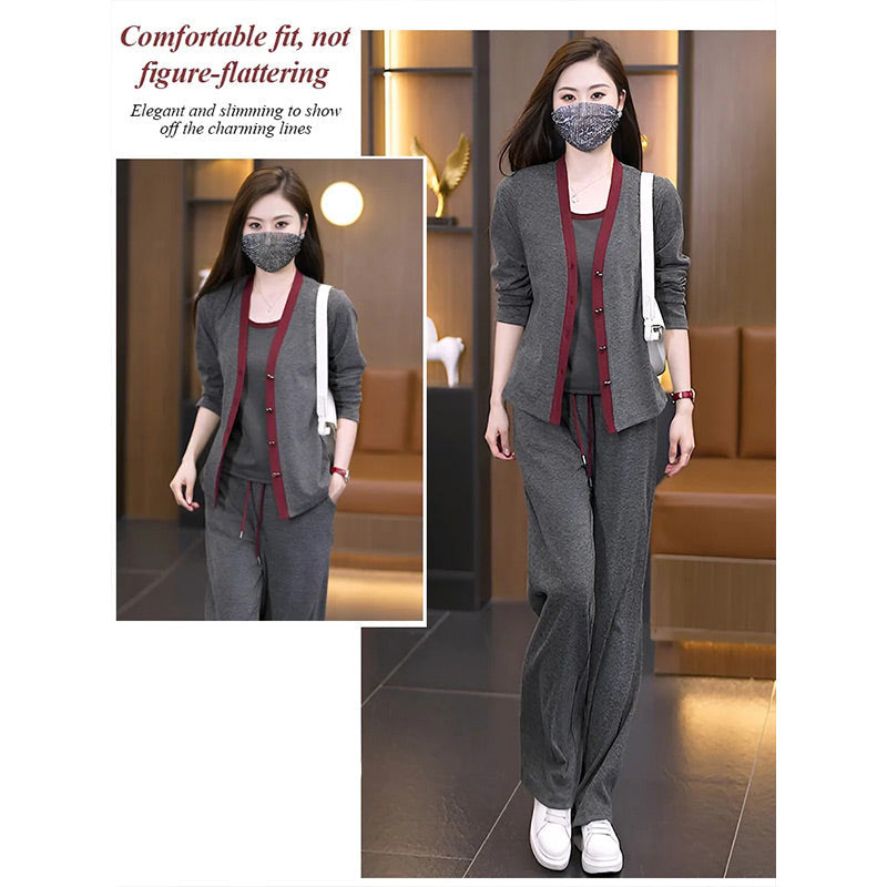 Women's Jacket Camisole & Wide Leg Pants 3 piece Set