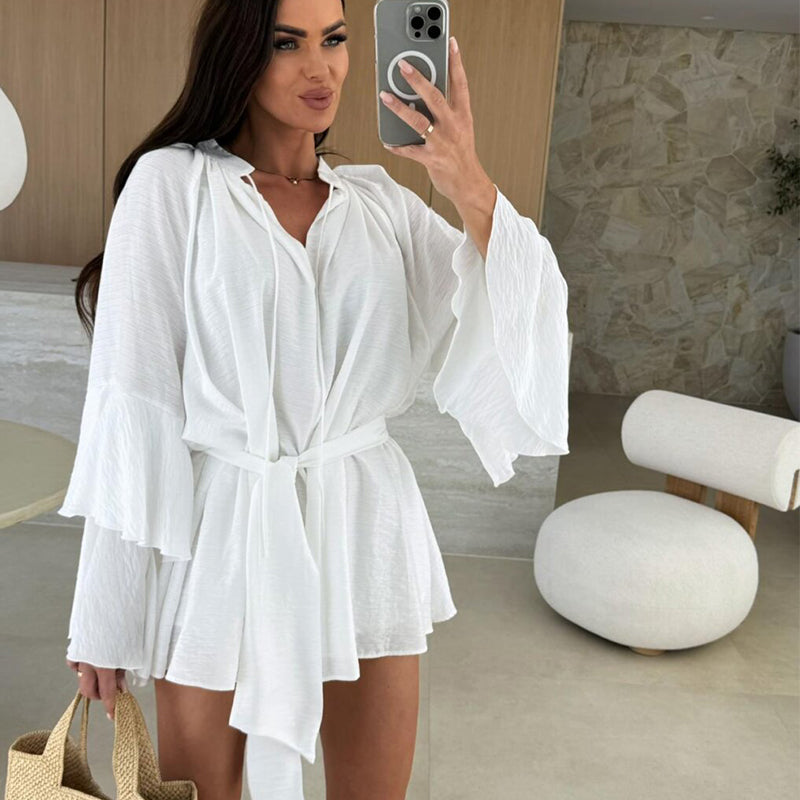 💞Luxurious and refreshing😍Women's Solid Color Loose Mini Dress