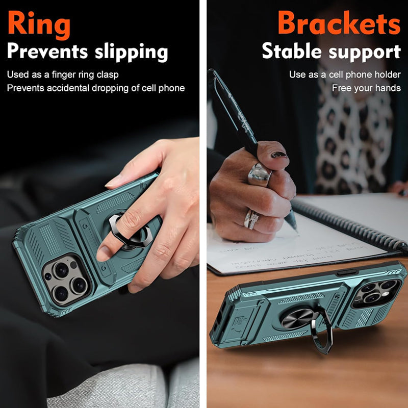 📱 Phone Case with Card Holder & Ring Grip – Kickstand, Magnetic Mount, Drop Protection