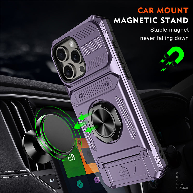 📱 Phone Case with Card Holder & Ring Grip – Kickstand, Magnetic Mount, Drop Protection
