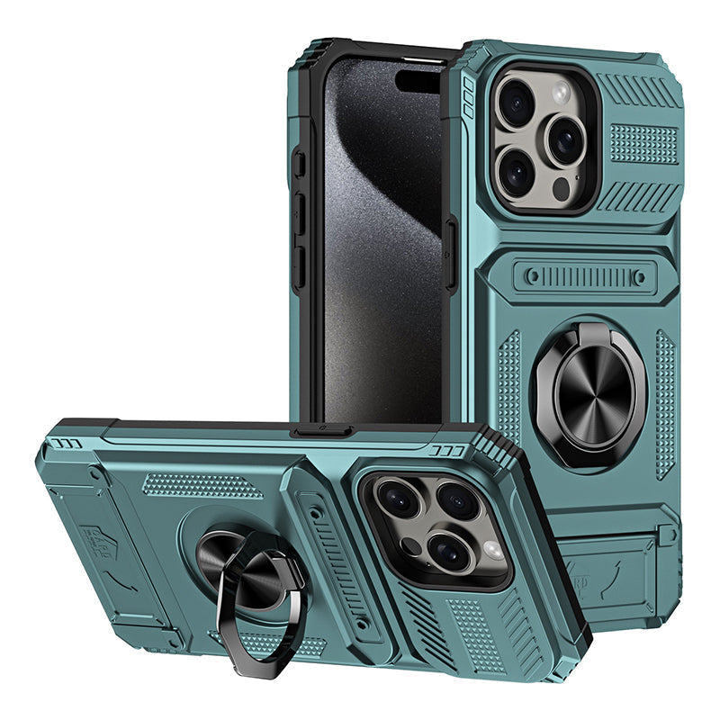📱 Phone Case with Card Holder & Ring Grip – Kickstand, Magnetic Mount, Drop Protection