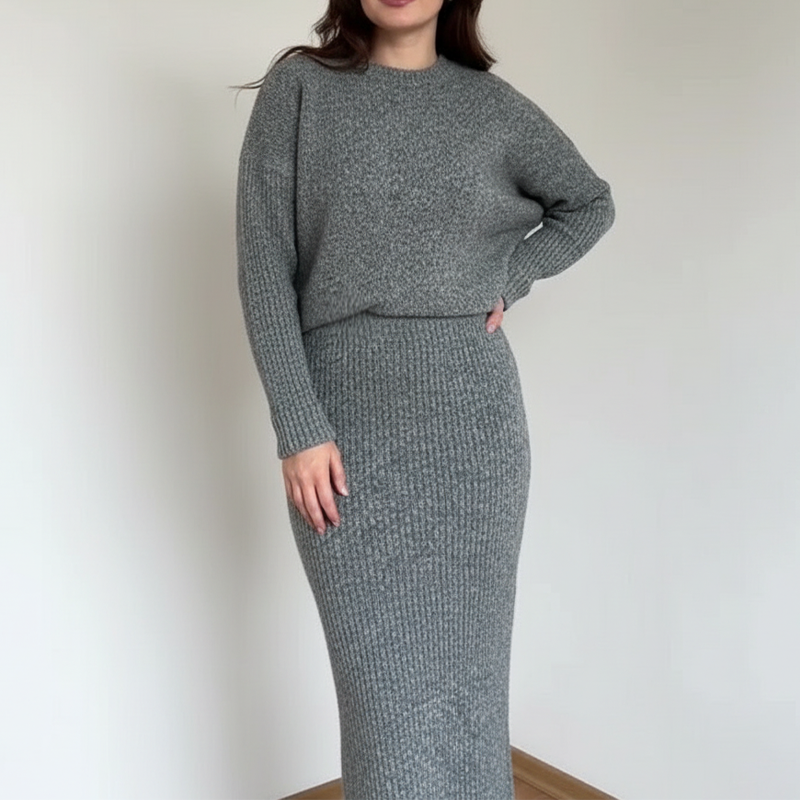 Women's Casual Round Neck Knitted Dress