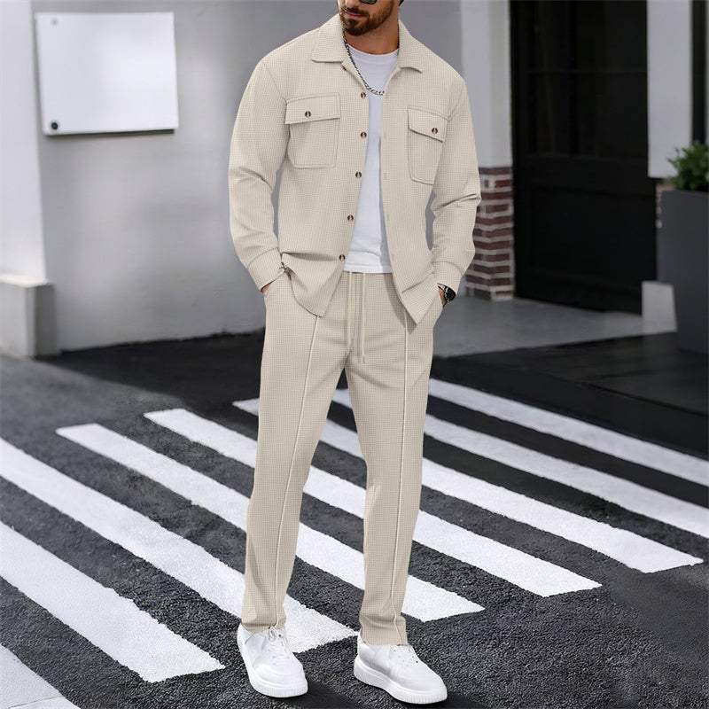 🏃‍♀️ Snapped up in a heartbeat – don't hesitate! 🔥 Men's Waffle Button-Down Jacket and Pants Set