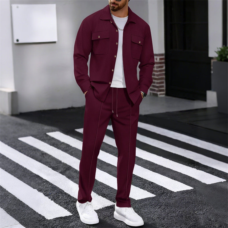 🏃‍♀️ Snapped up in a heartbeat – don't hesitate! 🔥 Men's Waffle Button-Down Jacket and Pants Set