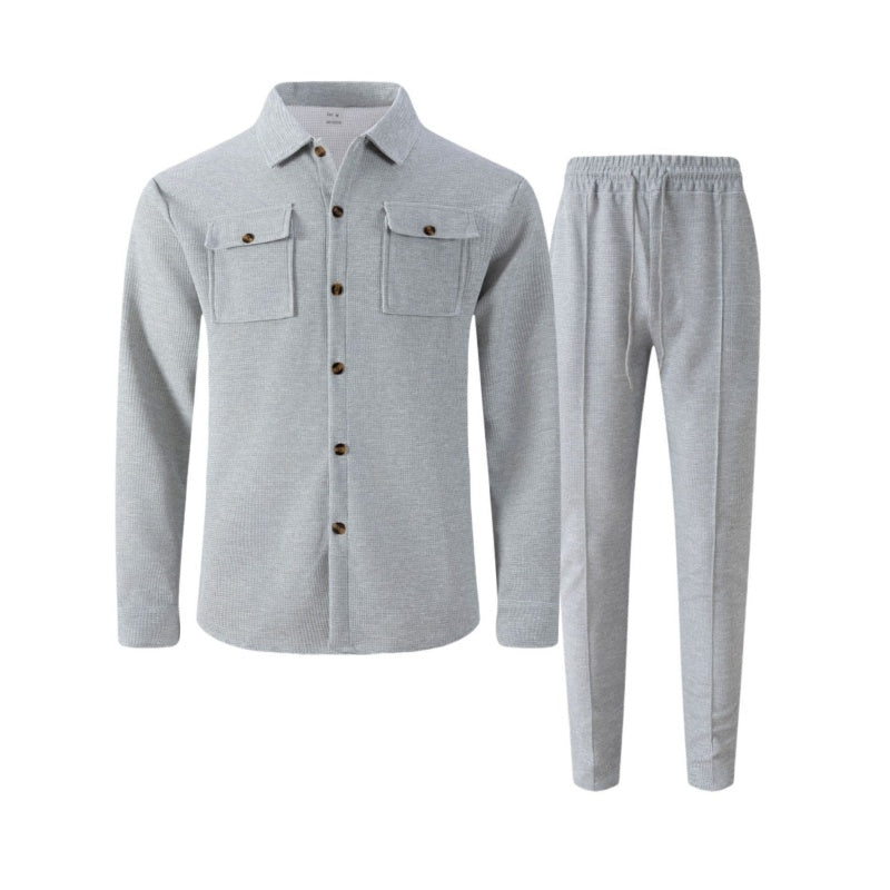 🏃‍♀️ Snapped up in a heartbeat – don't hesitate! 🔥 Men's Waffle Button-Down Jacket and Pants Set