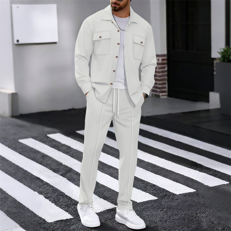🏃‍♀️ Snapped up in a heartbeat – don't hesitate! 🔥 Men's Waffle Button-Down Jacket and Pants Set