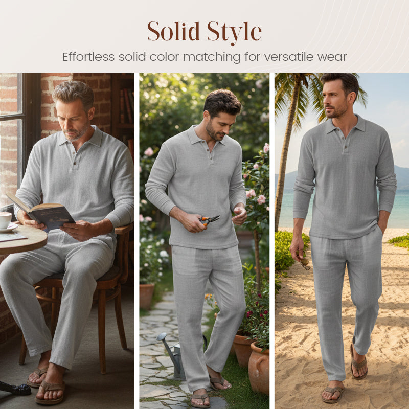 Men's Linen Blend 2-Piece Casual Set