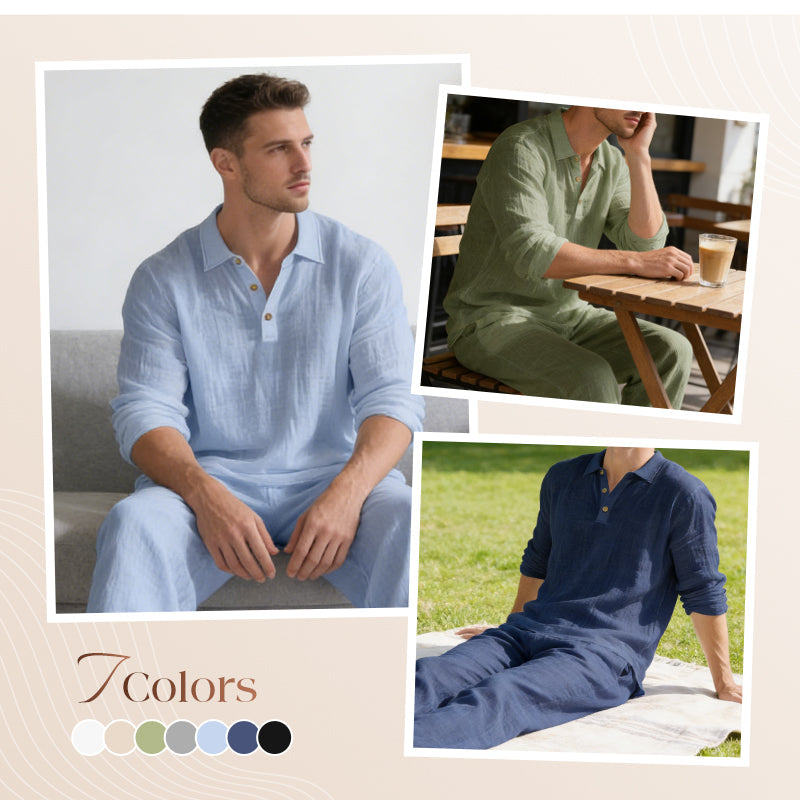 Men's Linen Blend 2-Piece Casual Set