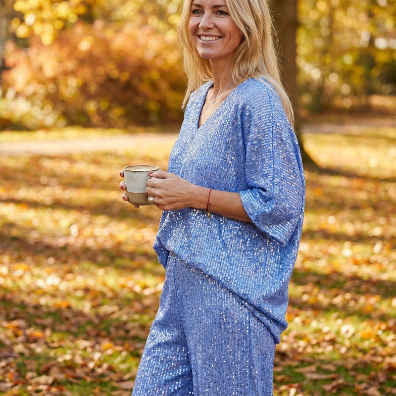 Women's V-Neck Sequined Casual Suit