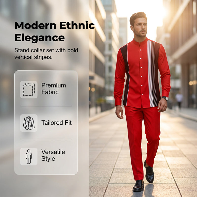 👔 Men's Striped Shirt & Pants 2-Piece Set✨ Effortless Style✨