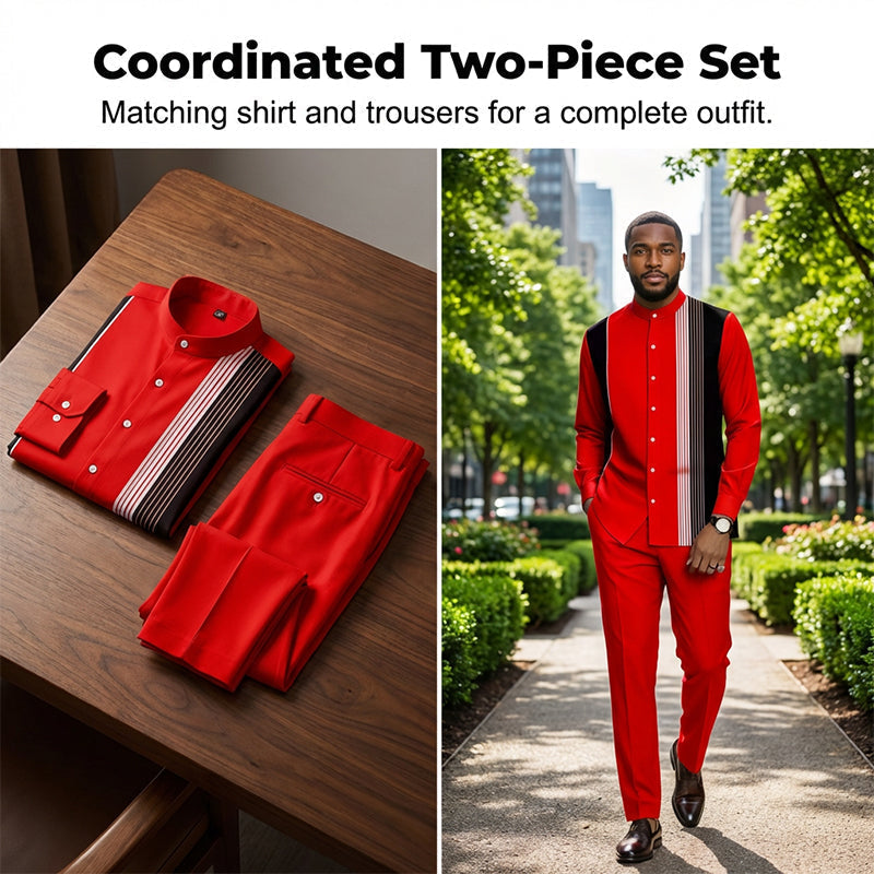 👔 Men's Striped Shirt & Pants 2-Piece Set✨ Effortless Style✨