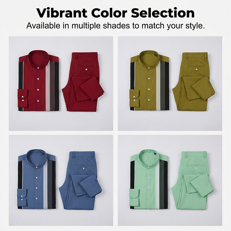 👔 Men's Striped Shirt & Pants 2-Piece Set✨ Effortless Style✨