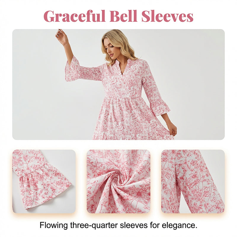 🌸Spring Sale 50%OFF🌸Women's Floral Print V-Neck Tiered Dress
