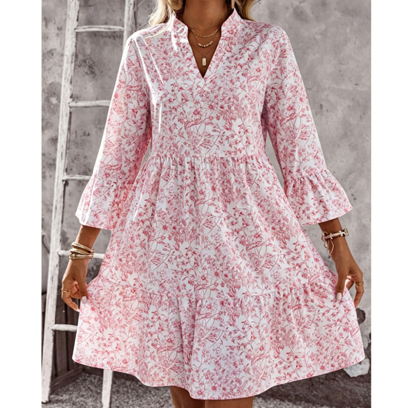 🌸Spring Sale 50%OFF🌸Women's Floral Print V-Neck Tiered Dress