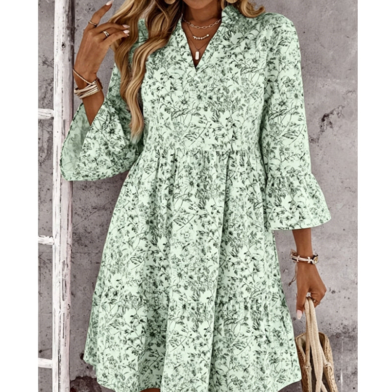 🌸Spring Sale 50%OFF🌸Women's Floral Print V-Neck Tiered Dress