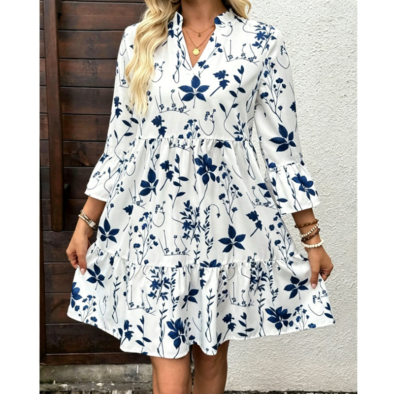 🌸Spring Sale 50%OFF🌸Women's Floral Print V-Neck Tiered Dress