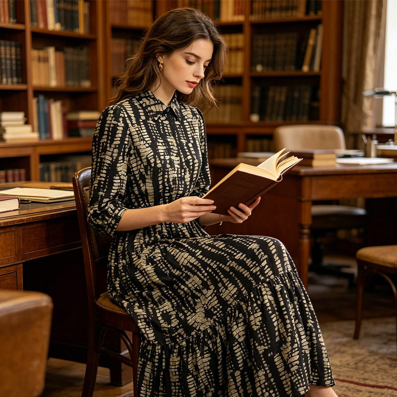 Women's Elegant Printed Tiered Maxi Dress