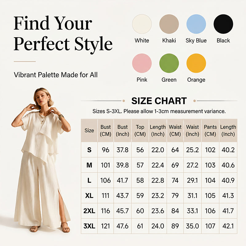 ⌛Limited-time offer-Women's Asymmetric Top & Slit Wide-Leg Pants Set