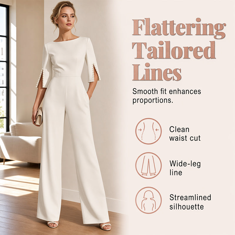 New Arrival✨🌸 Slim-Fit Wide-Leg Jumpsuit with Beaded Detail