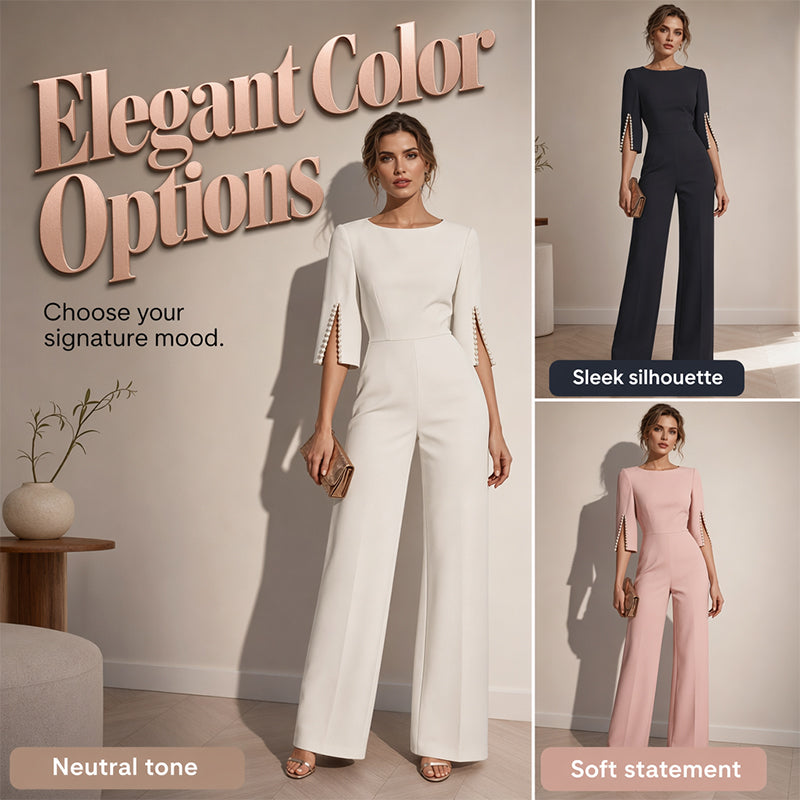 New Arrival✨🌸 Slim-Fit Wide-Leg Jumpsuit with Beaded Detail