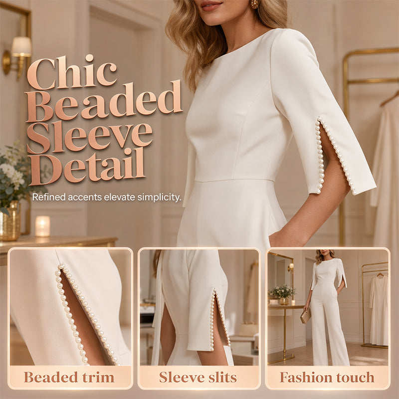 New Arrival✨🌸 Slim-Fit Wide-Leg Jumpsuit with Beaded Detail